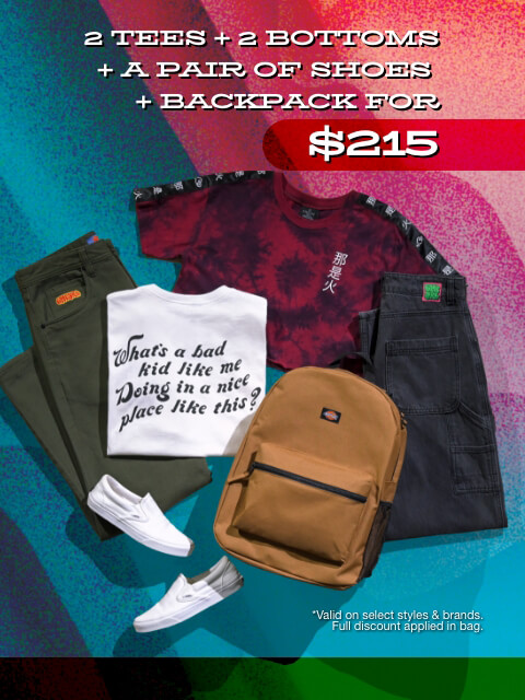 Shop the Back To School Bundles with 2 tees, 2 bottoms, 1 shoe and a backpack