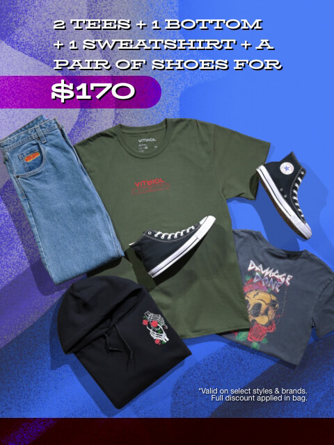 Shop the Back To School Bundles with 2 tees, 1 bottom, a sweatshirt and a pair of shoes